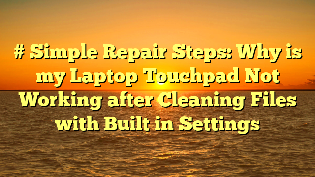 # Simple Repair Steps: Why is my Laptop Touchpad Not Working after Cleaning Files with Built in Settings