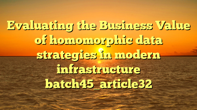Evaluating the Business Value of homomorphic data strategies in modern infrastructure batch45_article32